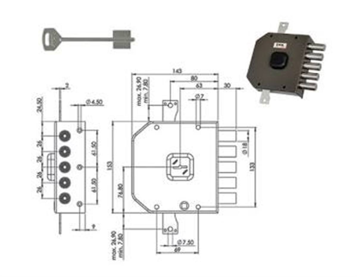 SERRATURA TRIPLICE A413DX DM